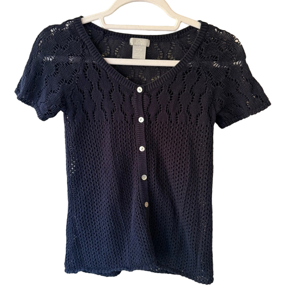 Joe Fresh Blue Fitted Short Sleeve Cardigan